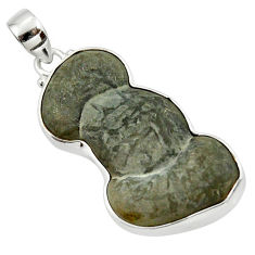 Clearance Sale- 32.12cts natural grey fairy stone 925 sterling silver pendant jewelry r36047