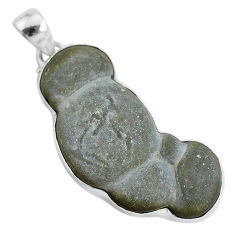 32.12cts natural grey fairy stone 925 sterling silver pendant jewelry r94143