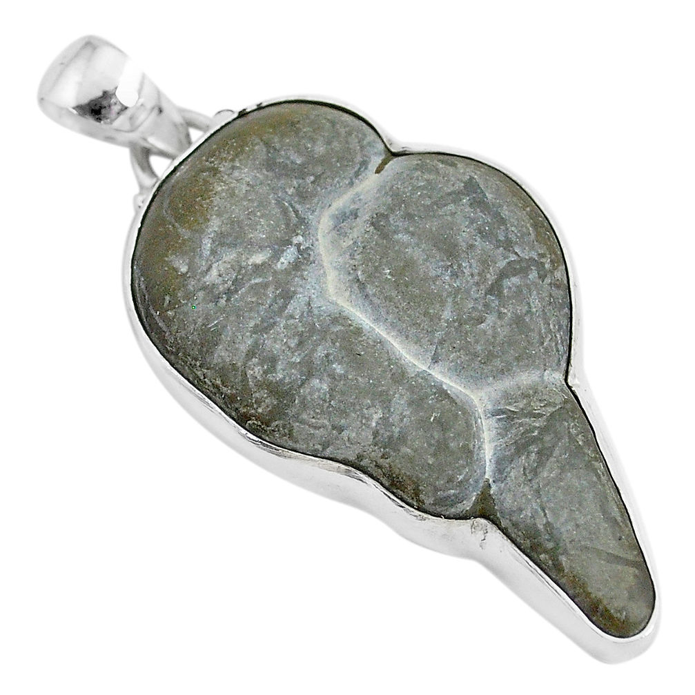 31.40cts natural grey fairy stone 925 sterling silver pendant jewelry r94154