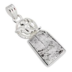 9.61cts natural grey meteorite gibeon 925 sterling silver angel pendant y53081