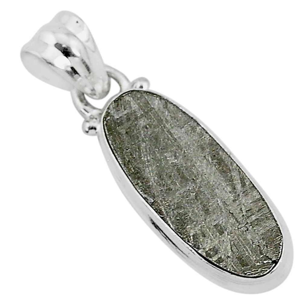 6.82cts natural grey meteorite gibeon 925 sterling silver pendant jewelry r95321