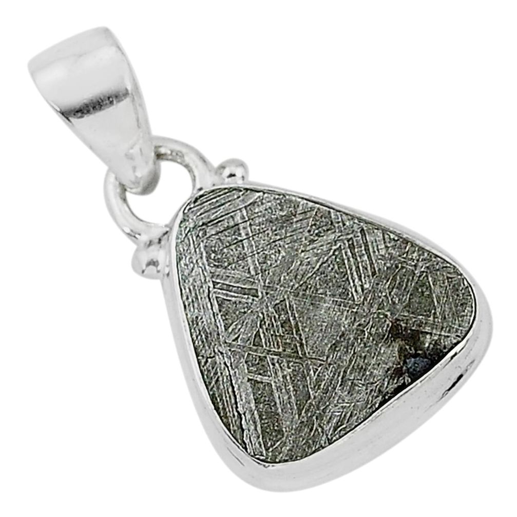 7.18cts natural grey meteorite gibeon 925 sterling silver pendant jewelry r95322