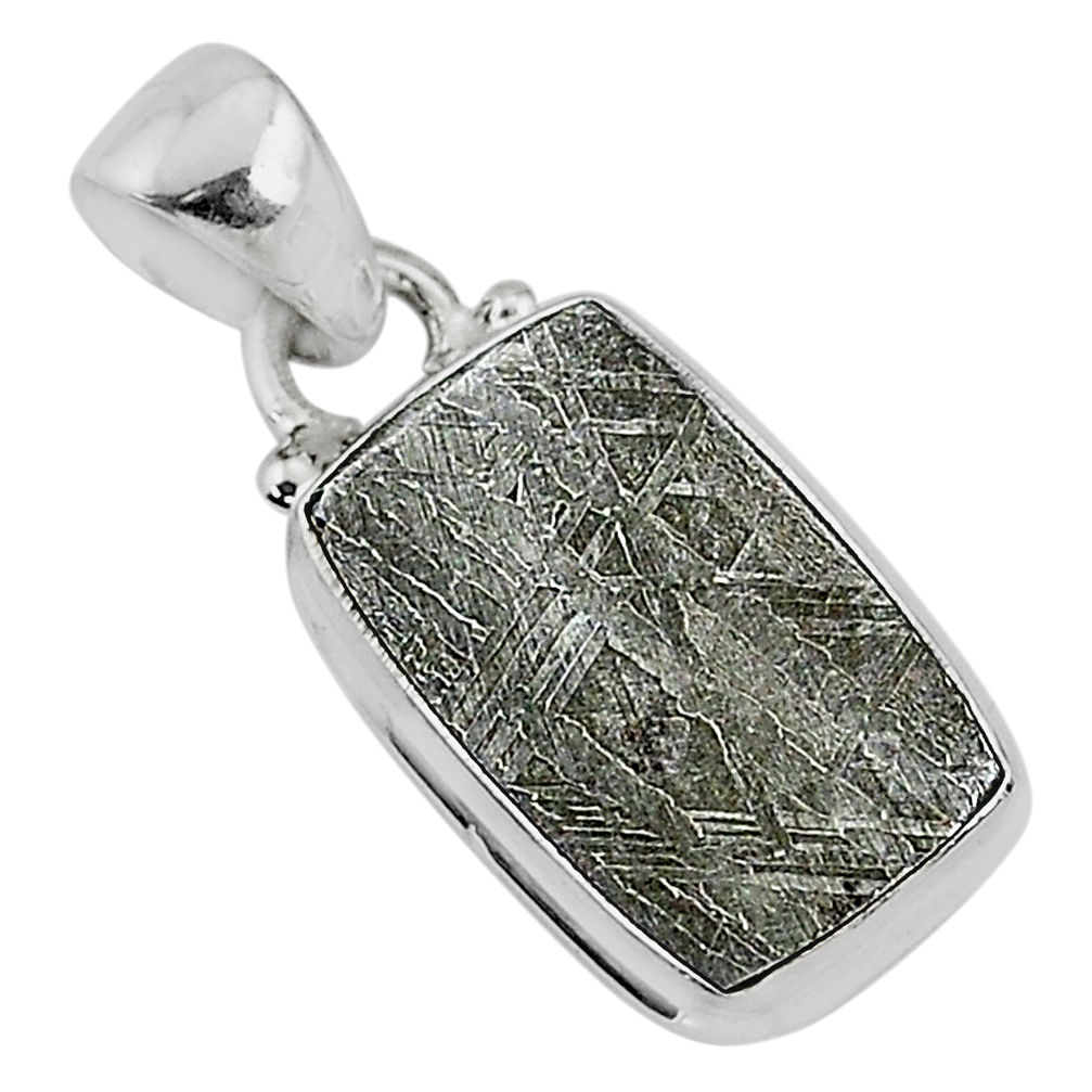 8.30cts natural grey meteorite gibeon 925 sterling silver pendant jewelry r95333