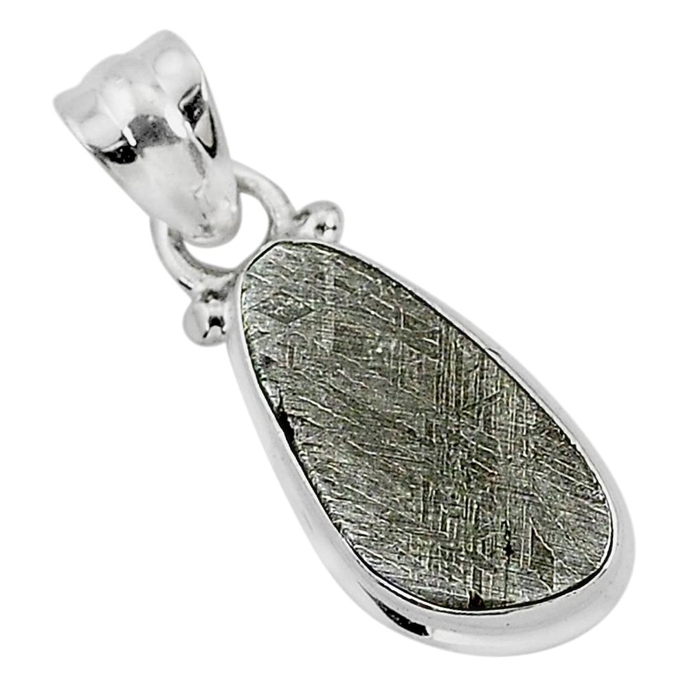 7.63cts natural grey meteorite gibeon 925 sterling silver pendant jewelry r95337