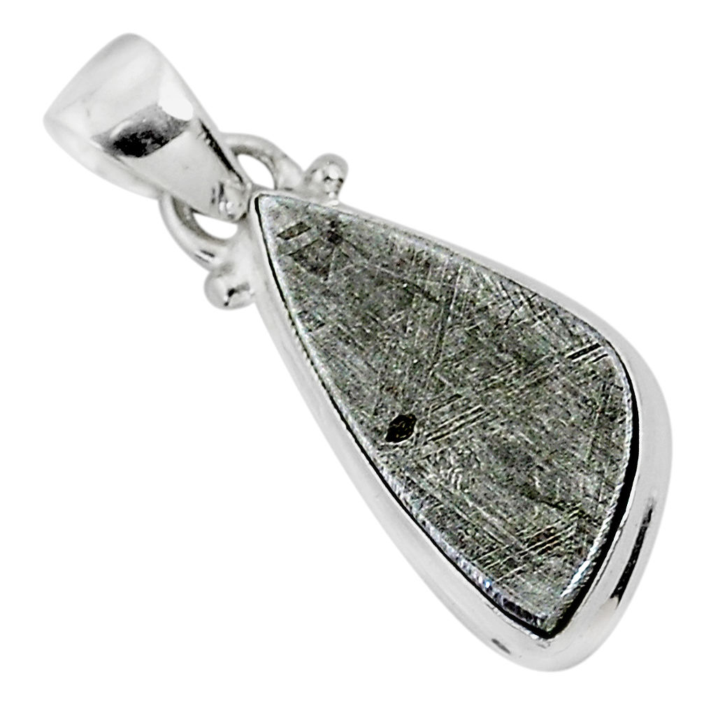 8.65cts natural grey meteorite gibeon 925 sterling silver pendant jewelry r95338