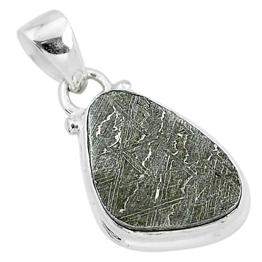 9.95cts natural grey meteorite gibeon 925 sterling silver pendant jewelry r95345