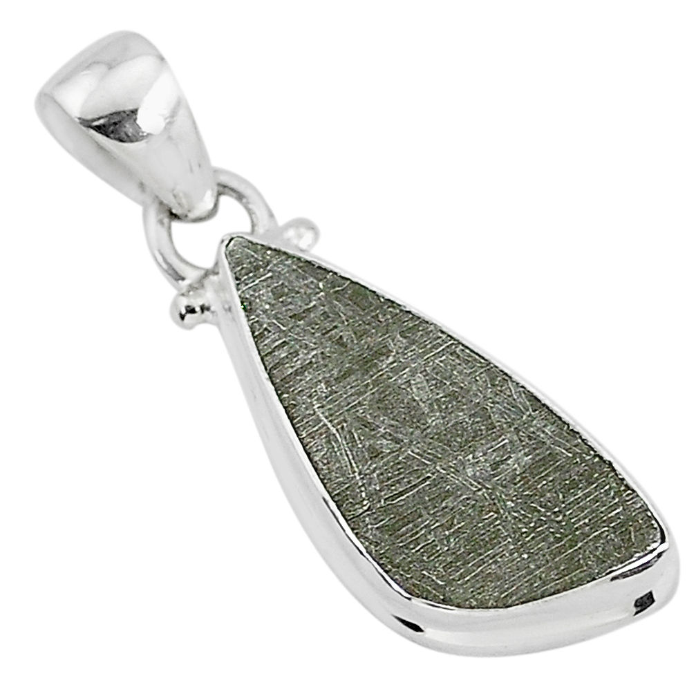 6.22cts natural grey meteorite gibeon 925 sterling silver pendant jewelry r95351