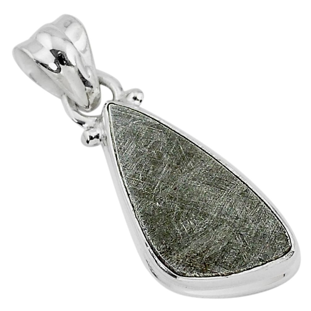 7.92cts natural grey meteorite gibeon 925 sterling silver pendant jewelry r95357