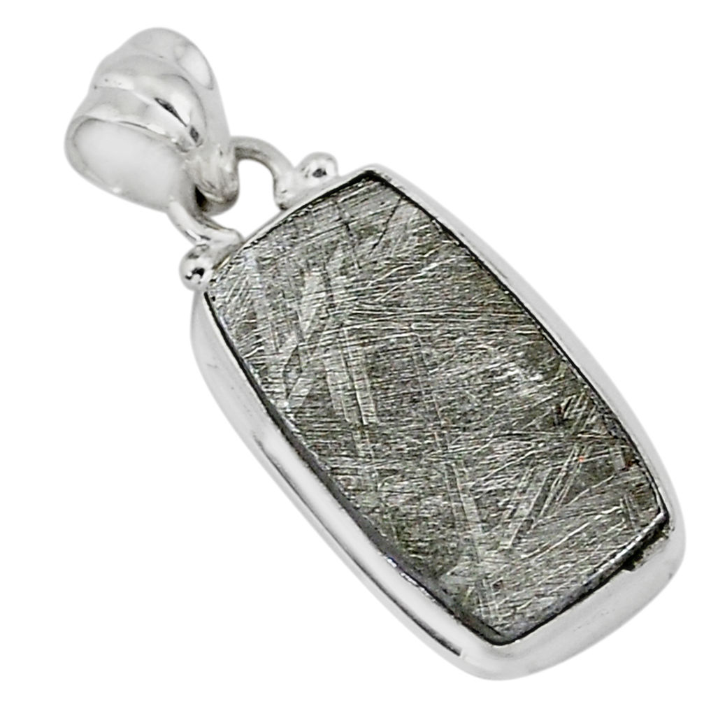 9.67cts natural grey meteorite gibeon 925 sterling silver pendant jewelry r95369