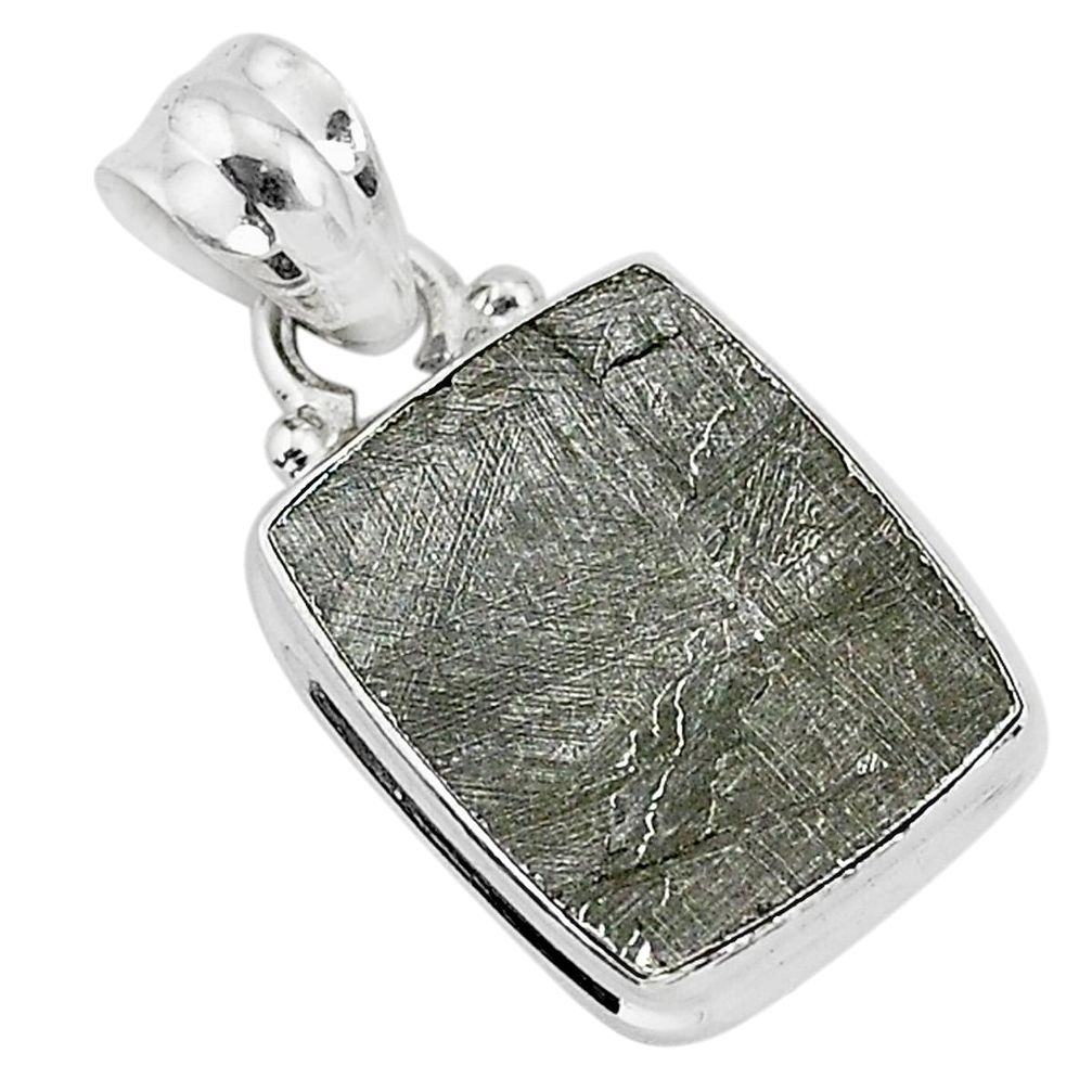 6.95cts natural grey meteorite gibeon 925 sterling silver pendant jewelry r95371