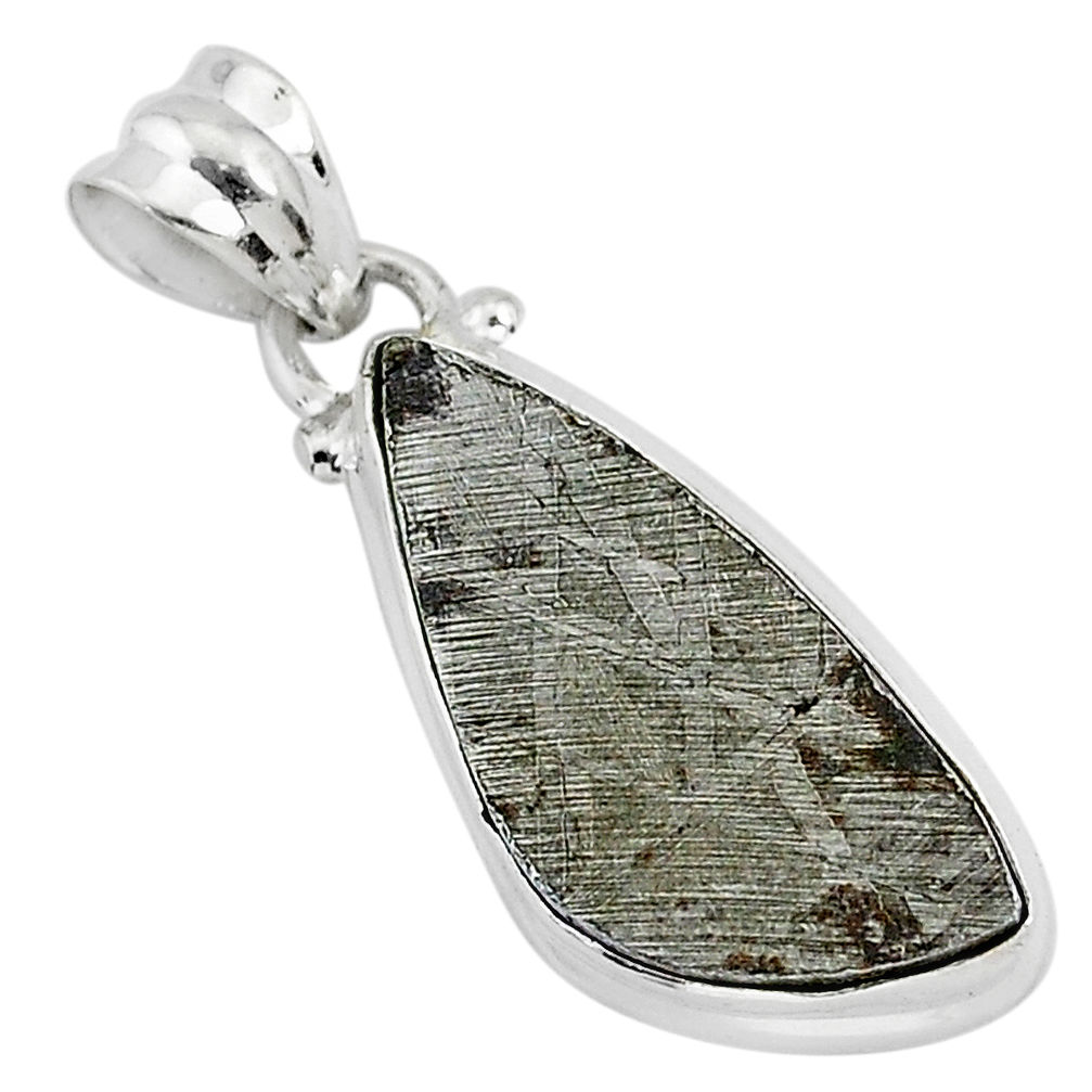 9.62cts natural grey meteorite gibeon 925 sterling silver pendant jewelry r95374