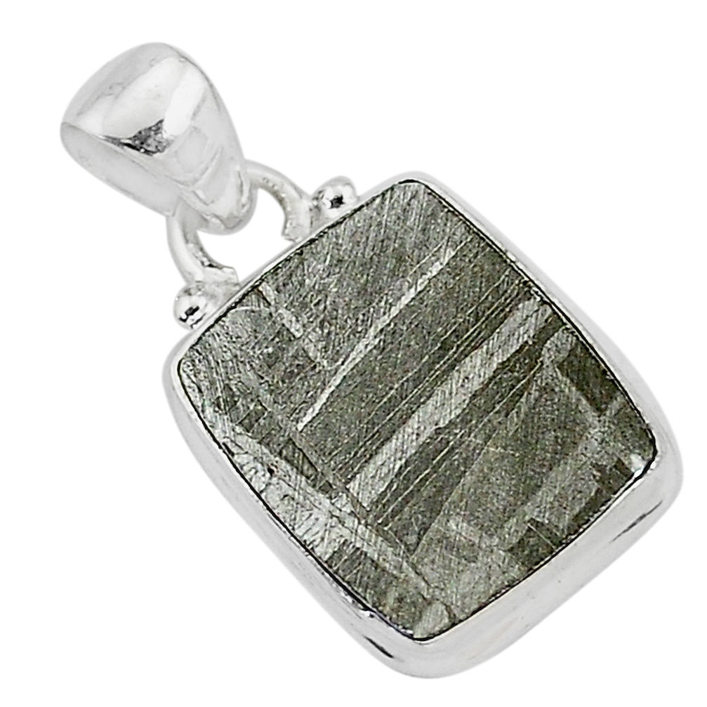 5.85cts natural grey meteorite gibeon 925 sterling silver pendant jewelry r95375