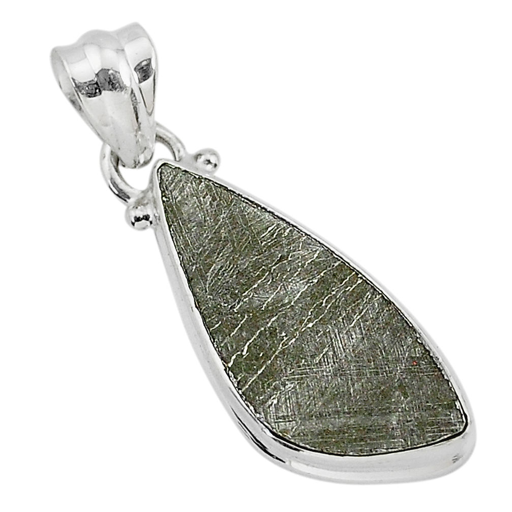 6.95cts natural grey meteorite gibeon 925 sterling silver pendant jewelry r95377