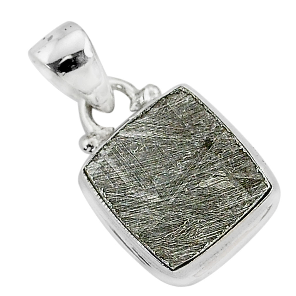 10.78cts natural grey meteorite gibeon 925 sterling silver pendant r95308