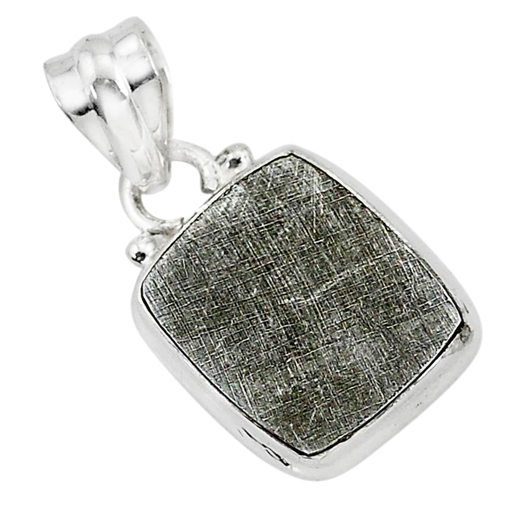 10.13cts natural grey meteorite gibeon 925 sterling silver pendant r95313
