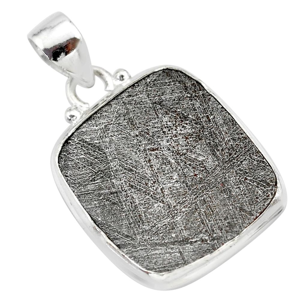 11.70cts natural grey meteorite gibeon 925 sterling silver pendant t29085