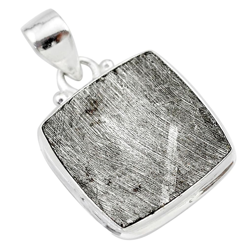 19.82cts natural grey meteorite gibeon 925 sterling silver pendant t29088