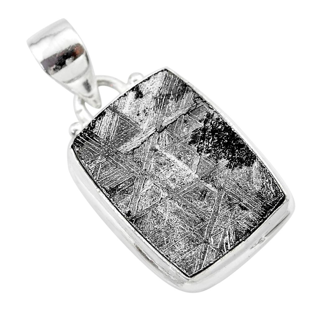 17.57cts natural grey meteorite gibeon 925 sterling silver pendant t29095