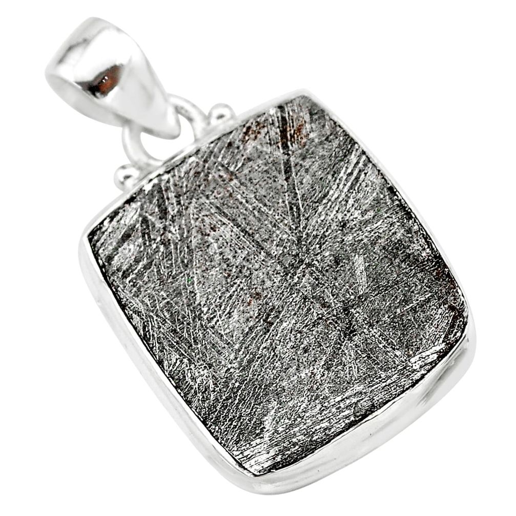 10.02cts natural grey meteorite gibeon 925 sterling silver pendant t29098
