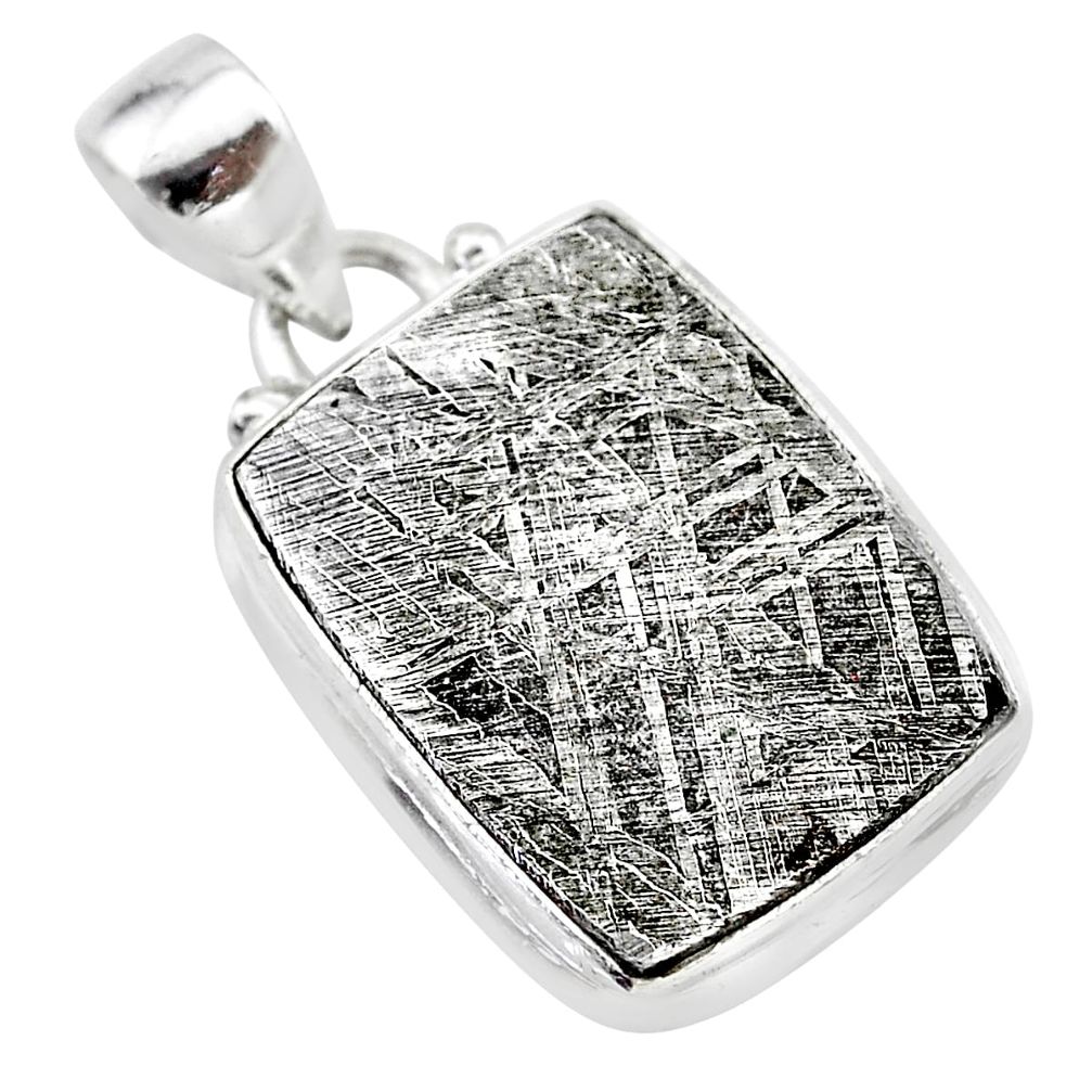 16.54cts natural grey meteorite gibeon 925 sterling silver pendant t29108