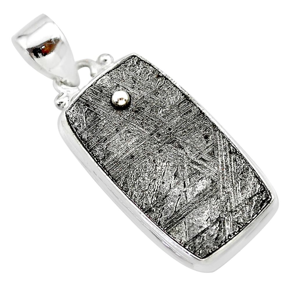 22.10cts natural grey meteorite gibeon 925 sterling silver pendant t29116