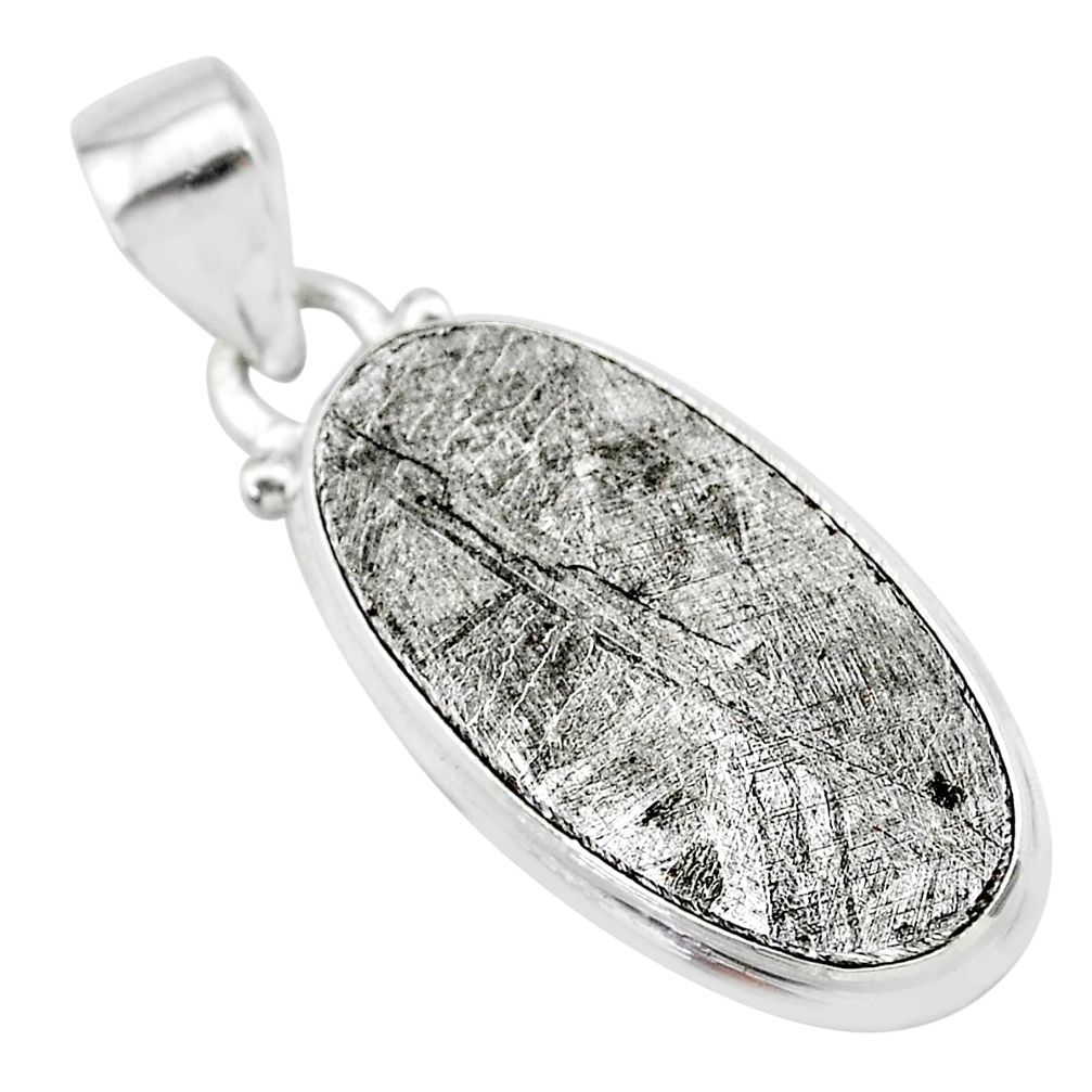 16.54cts natural grey meteorite gibeon 925 sterling silver pendant t29122