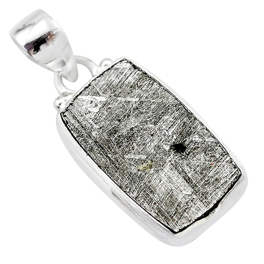 14.47cts natural grey meteorite gibeon 925 sterling silver pendant t29133