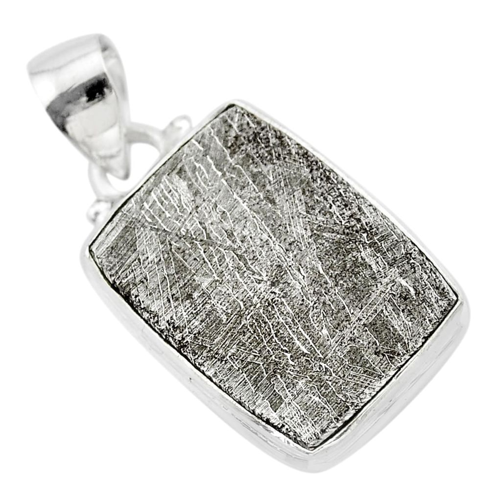 14.90cts natural grey meteorite gibeon 925 sterling silver pendant t29142