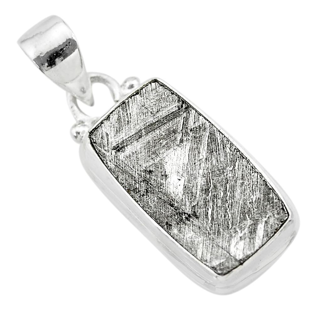 13.48cts natural grey meteorite gibeon 925 sterling silver pendant t29149