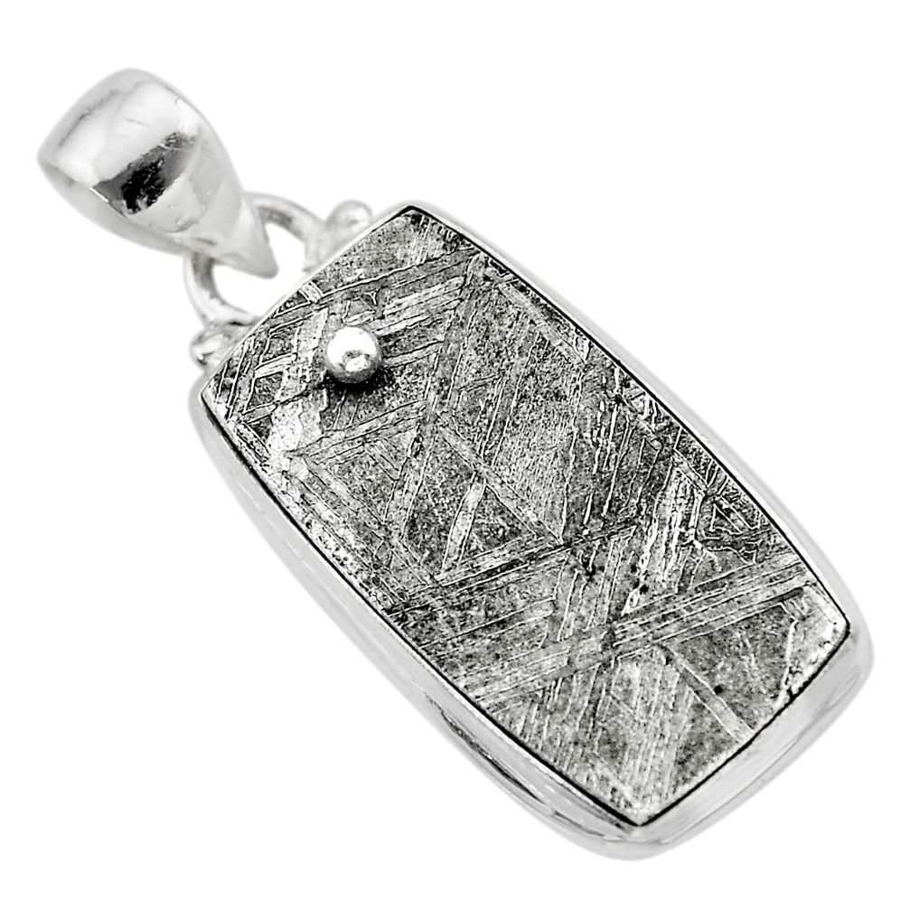 13.87cts natural grey meteorite gibeon 925 sterling silver pendant t29151