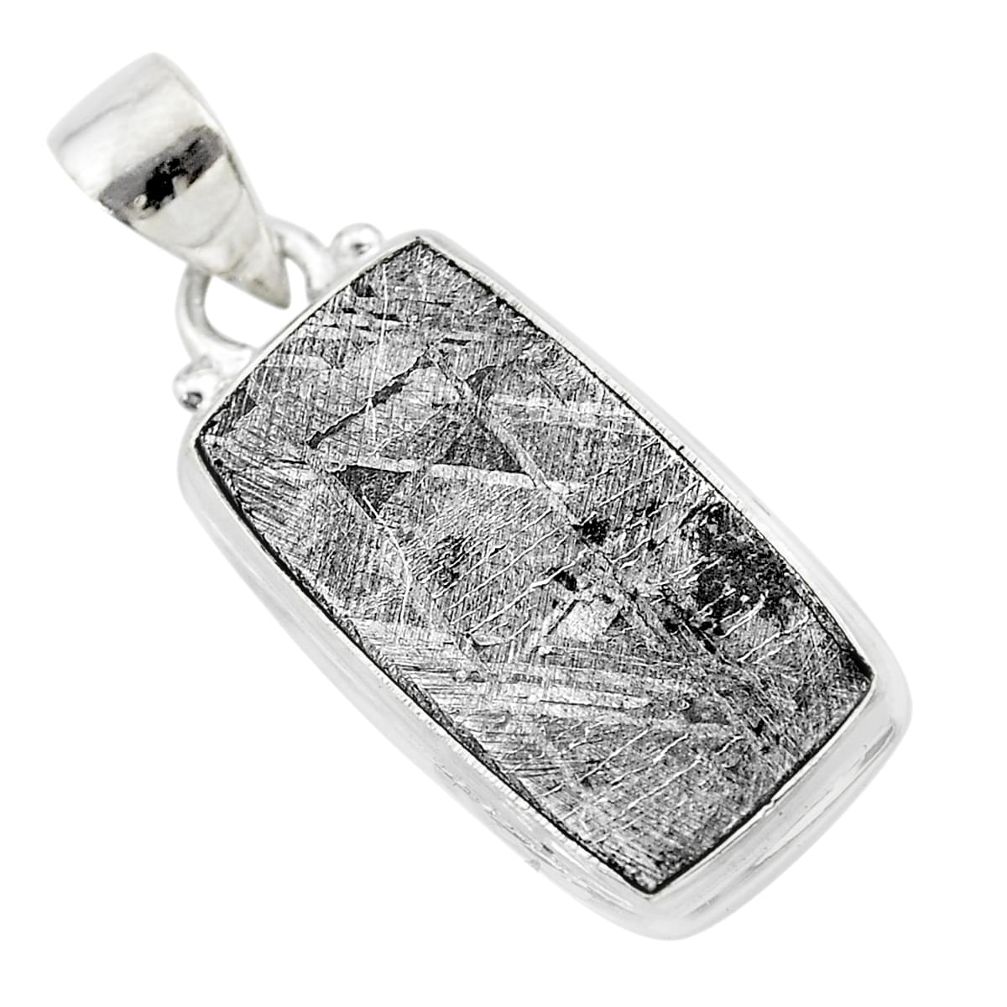 17.55cts natural grey meteorite gibeon 925 sterling silver pendant t29152