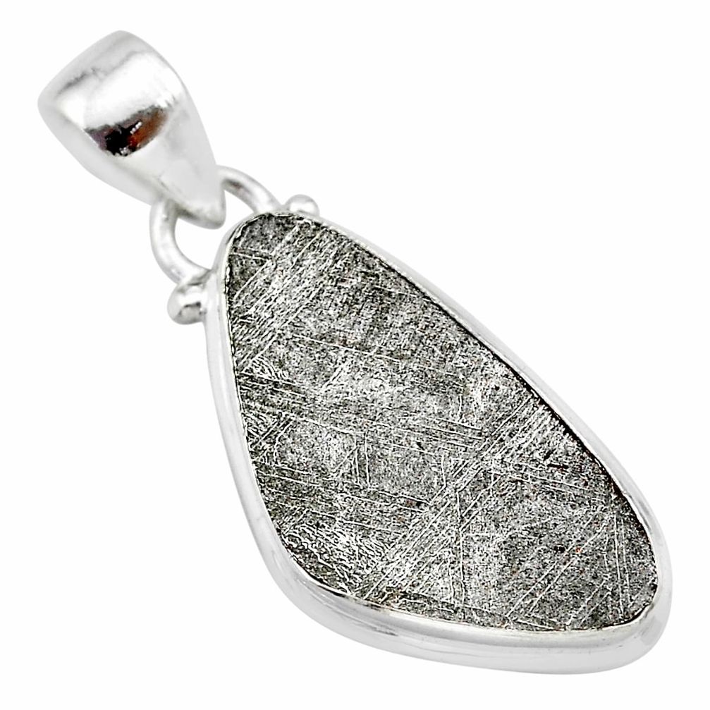 10.18cts natural grey meteorite gibeon fancy 925 sterling silver pendant t29128