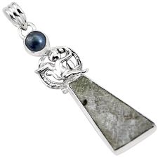Clearance Sale- 14.72cts natural grey meteorite gibeon hematite 925 silver pendant p16117