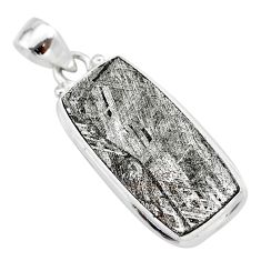 21.70cts natural grey meteorite gibeon octagan shape 925 silver pendant t29109