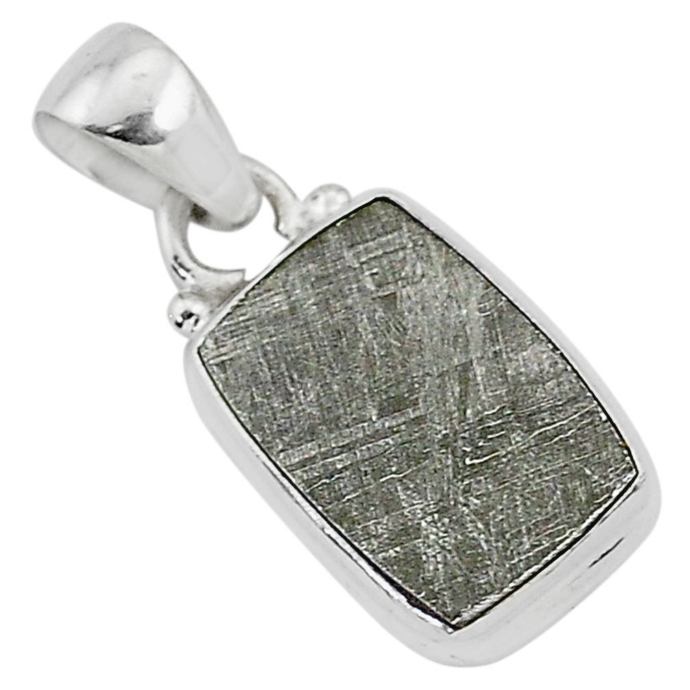 5.85cts natural grey meteorite gibeon octagan sterling silver pendant r95324