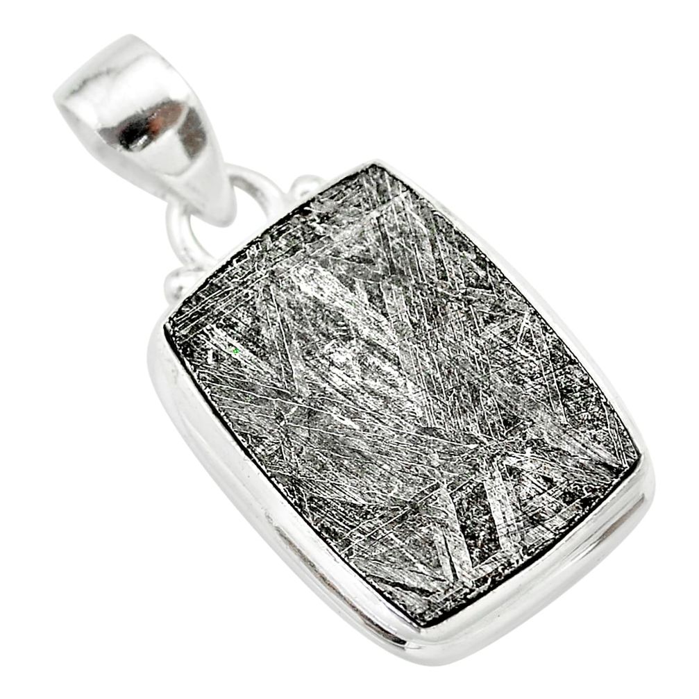 16.54cts natural grey meteorite gibeon octagan sterling silver pendant t29100