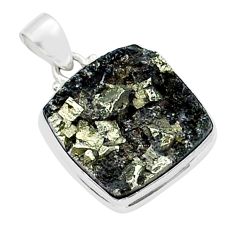 13.87cts natural grey meteorite gibeon octagan sterling silver pendant y15142