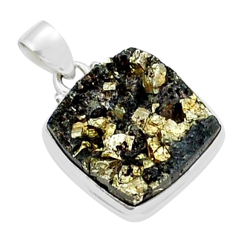 15.55cts natural grey meteorite gibeon octagan sterling silver pendant y15153