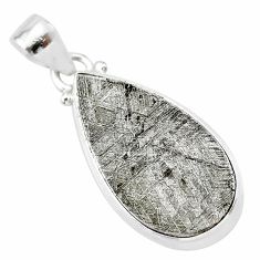 17.42cts natural grey meteorite gibeon pear 925 sterling silver pendant t29132