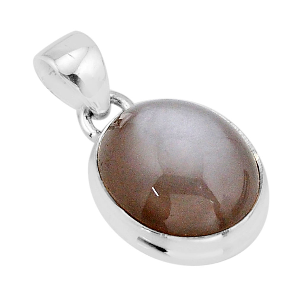 9.23cts natural grey moonstone oval 925 sterling silver pendant jewelry y66565