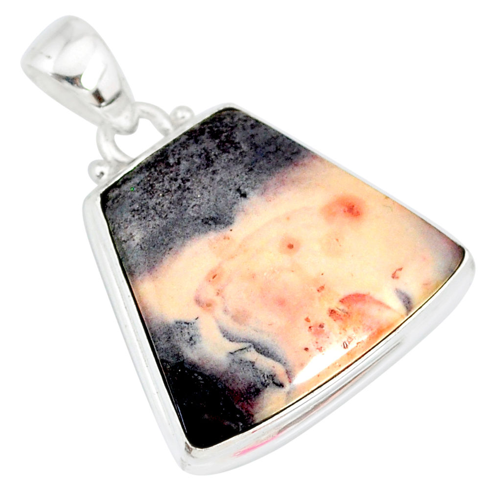 16.20cts natural grey porcelain jasper (sci fi) 925 silver pendant r83431