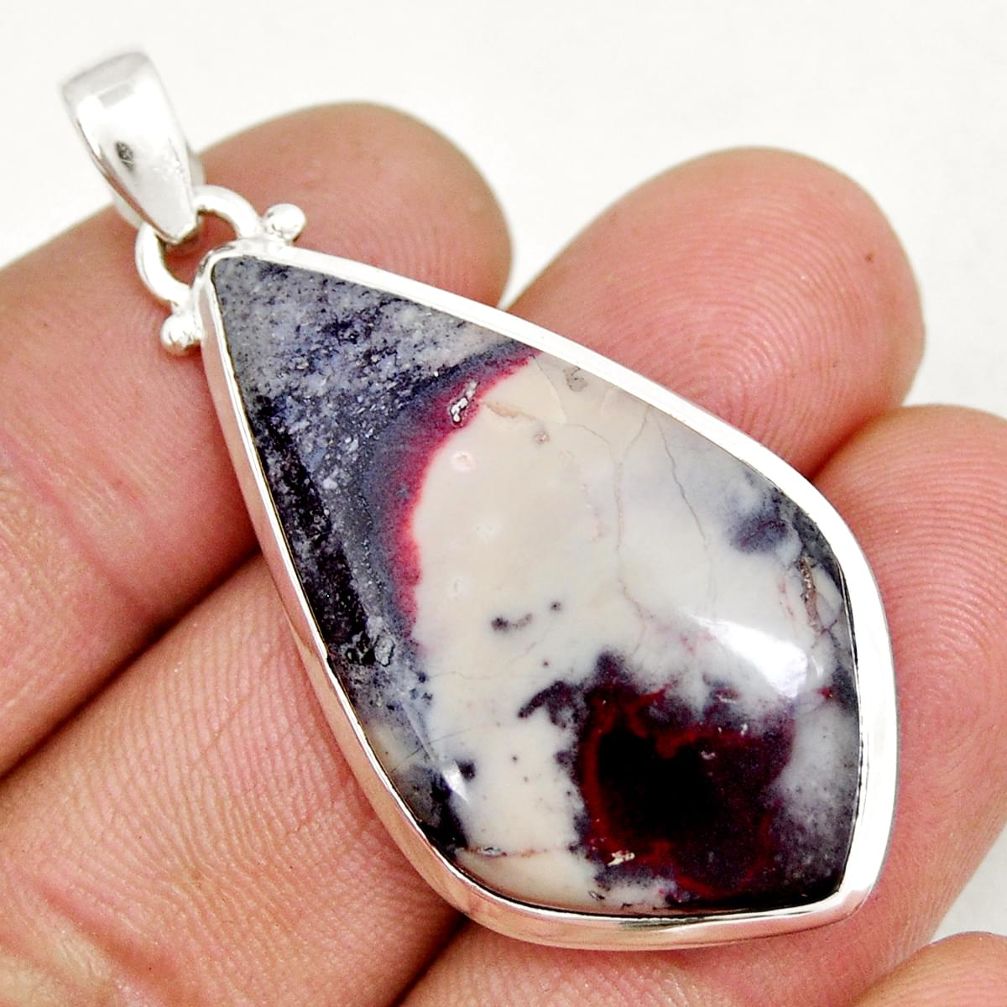 22.87cts natural grey porcelain jasper (sci fi) fancy 925 silver pendant y9240