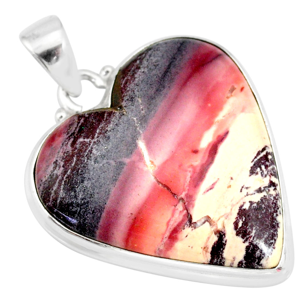 20.88cts natural grey porcelain jasper (sci fi) heart 925 silver pendant r83132