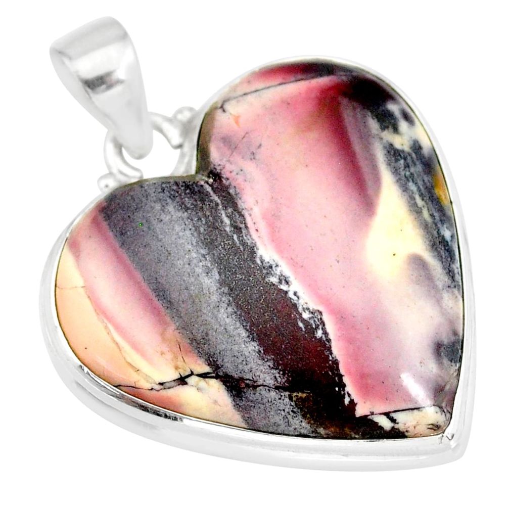 25.00cts natural grey porcelain jasper (sci fi) heart 925 silver pendant r83137