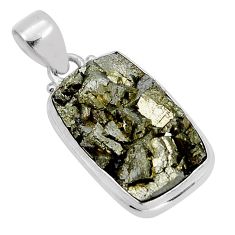 16.70cts natural grey pyrite on basalt matrix 925 sterling silver pendant y5401