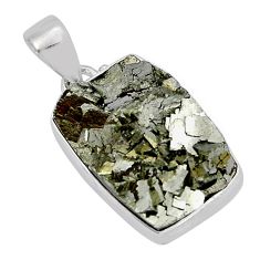 17.55cts natural grey pyrite on basalt matrix 925 sterling silver pendant y5403