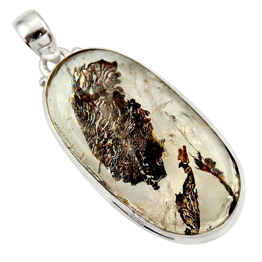 32.73cts natural grey scenic lodolite 925 sterling silver pendant jewelry d42430