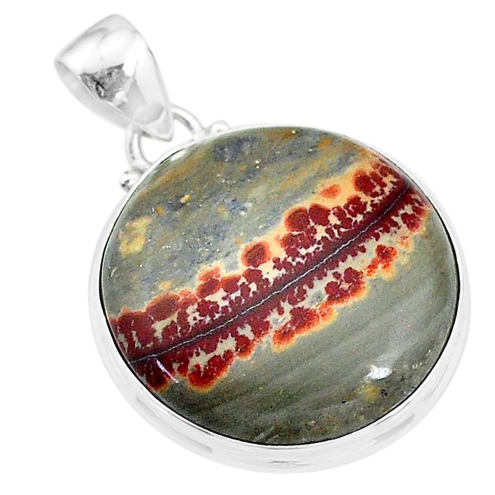 18.68cts natural grey sonoran dendritic rhyolite 925 silver pendant t18373