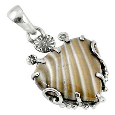 14.64cts natural grey striped flint ohio 925 silver heart pendant r67595