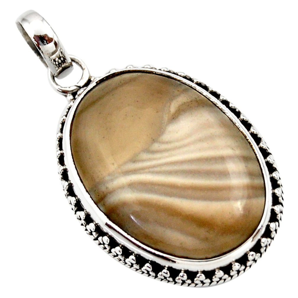  grey striped flint ohio 925 sterling silver pendant d42402